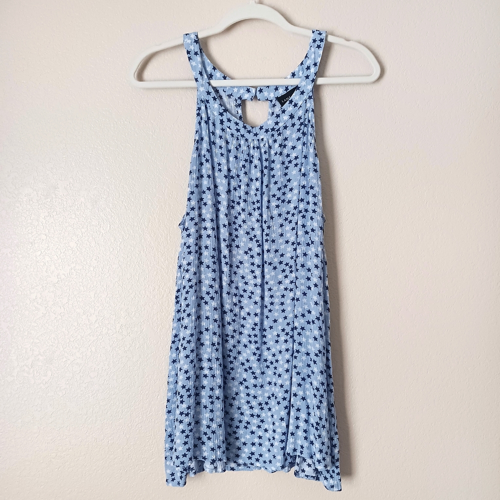 Lane Bryant Star Pattern Sleeveless High Neck Halter Top 1X Blue
